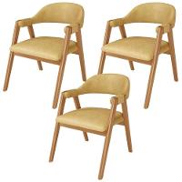 Kit 03 Cadeiras De Jantar E Estar Living Estofada Nadja L02 Couríssimo Fendi - Lyam Decor - 1