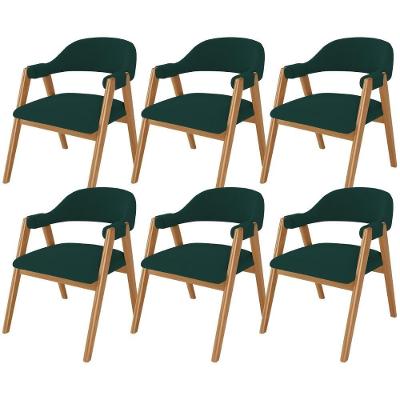 Kit 06 Cadeiras De Jantar E Estar Living Estofada Nadja L02 Bouclê Verde - Lyam Decor