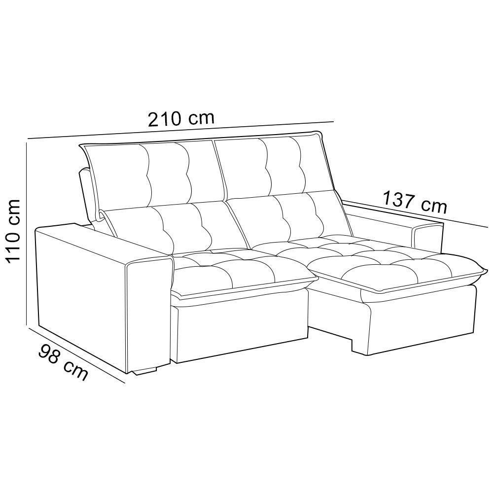 Sofá Retrátil Reclinável Para Sala 3 Lugares 210cm Vincent F04 Veludo Marrom Claro - Lyam Decor - 4