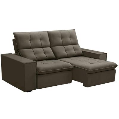 Sofá Retrátil Reclinável Para Sala 3 Lugares 210cm Vincent F04 Veludo Marrom Claro - Lyam Decor
