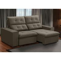 Sofá Retrátil Reclinável Para Sala 3 Lugares 210cm Vincent F04 Veludo Marrom Claro - Lyam Decor - 2