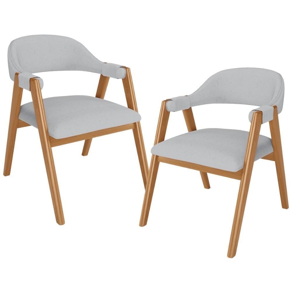 Kit 02 Cadeiras De Jantar E Estar Living Estofada Nadja L02 Linho Cinza - Lyam Decor - 1