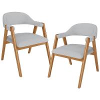 Kit 02 Cadeiras De Jantar E Estar Living Estofada Nadja L02 Linho Cinza - Lyam Decor - 1