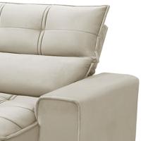 Sofá Retrátil Reclinável Para Sala 3 Lugares 210cm Asaph F04 Veludo Bege - Lyam Decor - 7