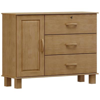 Cômoda Sapateira Para Quarto Closet 3 Gavetas 1 Porta Maciça Selena F06 Freijó - Lyam Decor