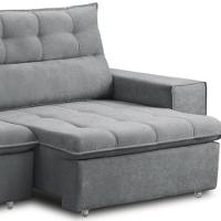 Sofá Retrátil Reclinável Para Sala 3 Lugares 240cm Neruda F04 Veludo Cinza Escuro - Lyam Decor - 7