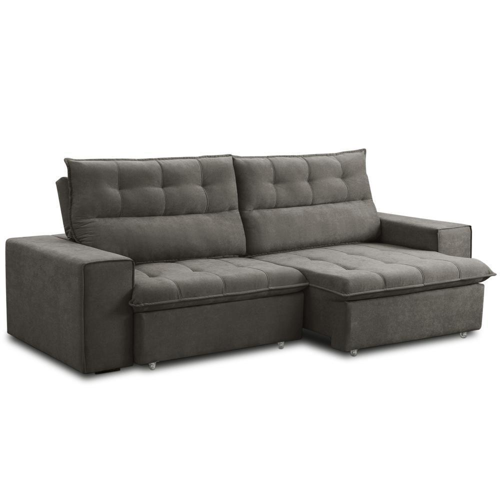 Sofá Retrátil Reclinável Para Sala 3 Lugares 240cm Neruda F04 Veludo Marrom Escuro - Lyam Decor - 1