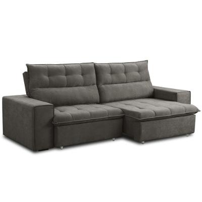 Sofá Retrátil Reclinável Para Sala 3 Lugares 240cm Neruda F04 Veludo Marrom Escuro - Lyam Decor