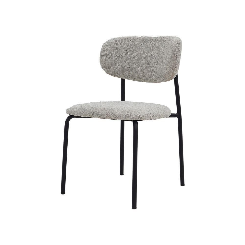 Cadeira De Jantar Manuela Estofada Cinza Base Reforçada Em Aço Waw Design - 1