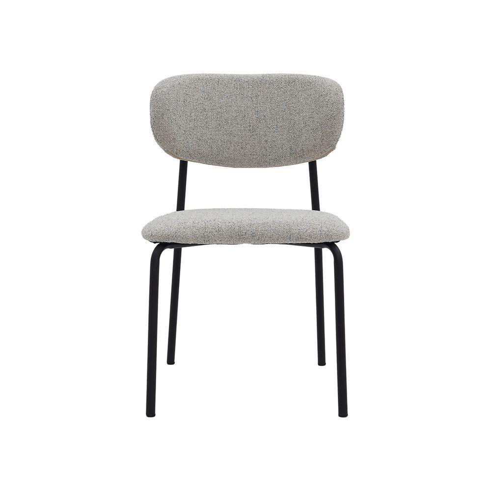 Cadeira De Jantar Manuela Estofada Cinza Base Reforçada Em Aço Waw Design - 2