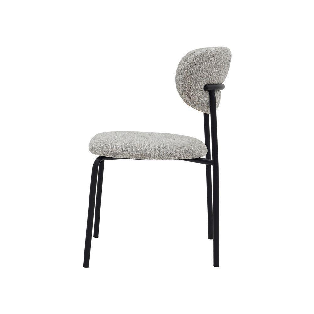 Cadeira De Jantar Manuela Estofada Cinza Base Reforçada Em Aço Waw Design - 3
