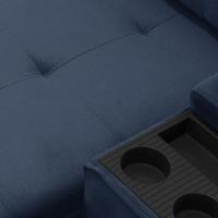 Sofá Retrátil Reclinável Para Sala 3 Lugares 230cm Niels F04 Veludo Azul - Lyam Decor - 8