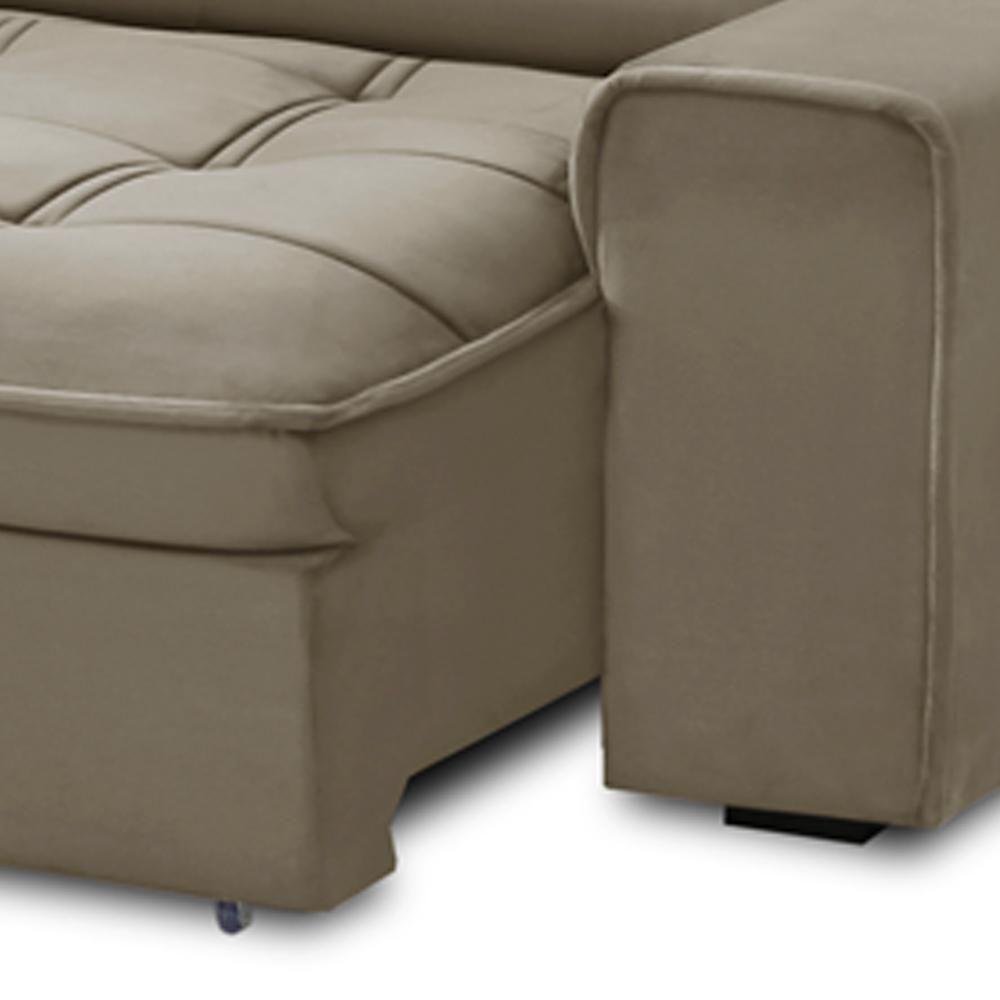 Sofá Retrátil Reclinável Para Sala 3 Lugares 230cm Asaph F04 Veludo Amêndoa - Lyam Decor - 8