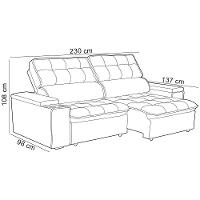 Sofá Retrátil Reclinável Para Sala 3 Lugares 230cm Nour F04 Veludo Marrom Escuro - Lyam Decor - 3