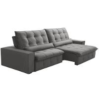 Sofá Retrátil Reclinável Para Sala 4 Lugares 290cm Curie F04 Veludo Cinza Claro - Lyam Decor - 1