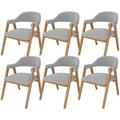 Kit 06 Cadeiras De Jantar E Estar Living Estofada Nadja L02 Bouclê Cinza - Lyam Decor