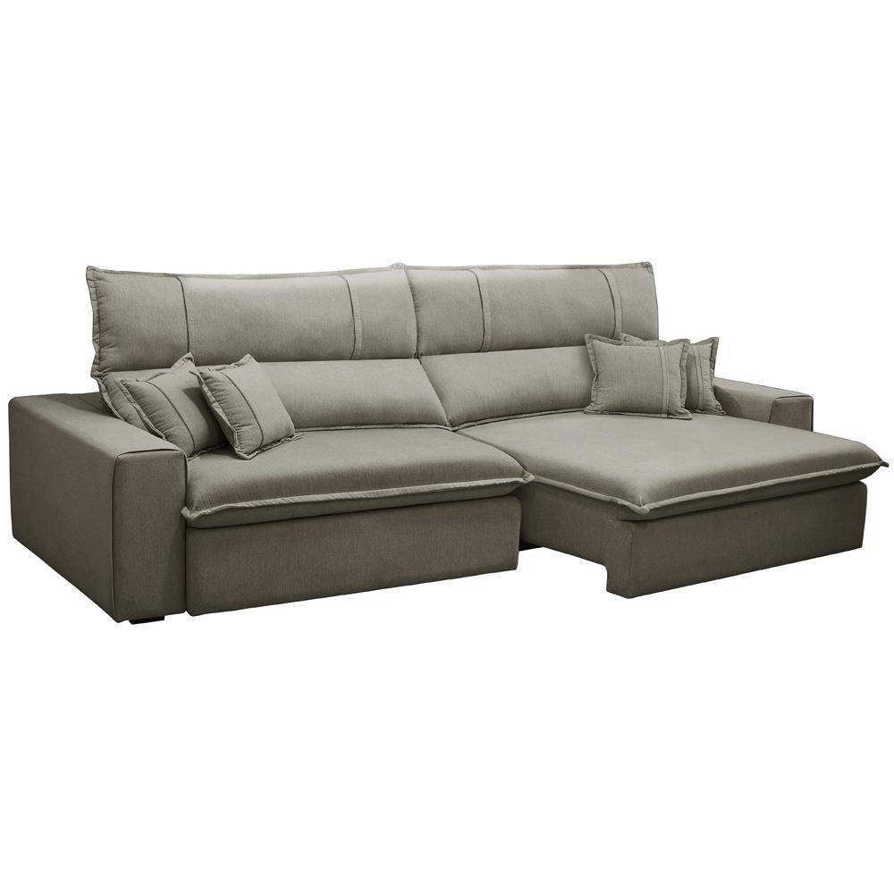 Sofá Retrátil Reclinável Para Sala 3 Lugares 230cm Aisha F04 Veludo Marrom Claro - Lyam Decor - 1