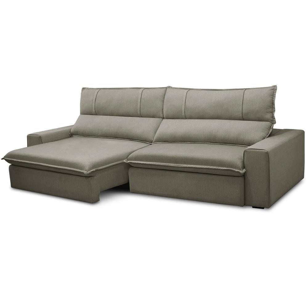 Sofá Retrátil Reclinável Para Sala 3 Lugares 230cm Aisha F04 Veludo Marrom Claro - Lyam Decor - 5