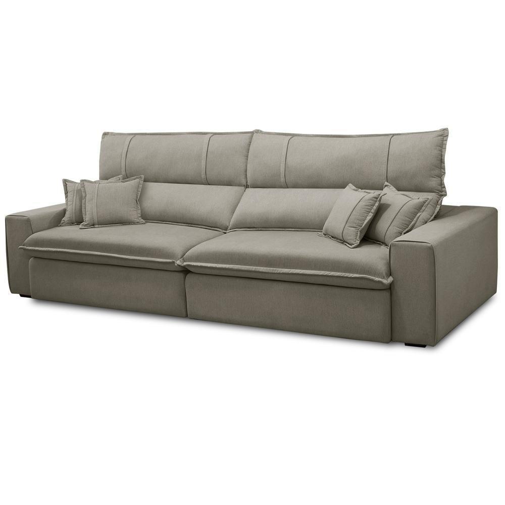 Sofá Retrátil Reclinável Para Sala 3 Lugares 230cm Aisha F04 Veludo Marrom Claro - Lyam Decor - 6