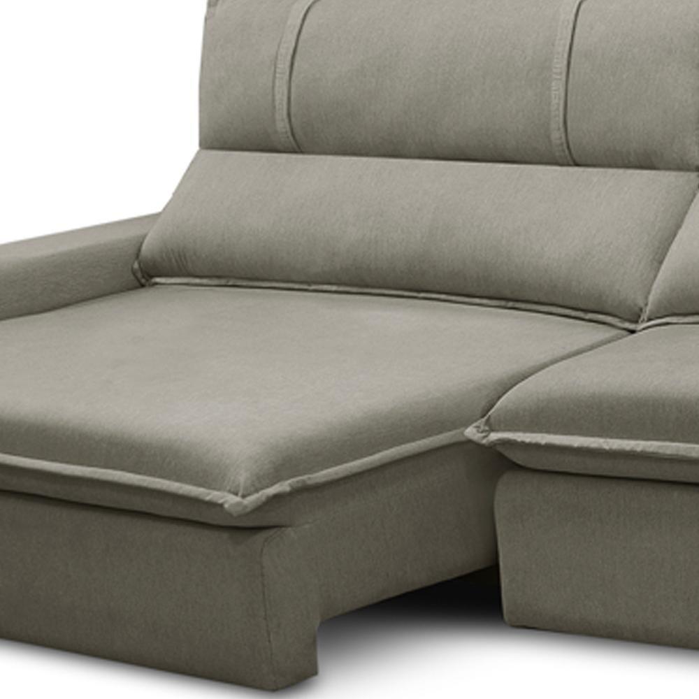 Sofá Retrátil Reclinável Para Sala 3 Lugares 230cm Aisha F04 Veludo Marrom Claro - Lyam Decor - 8