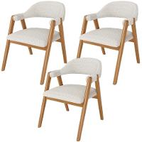 Kit 03 Cadeiras De Jantar E Estar Living Estofada Nadja L02 Bouclê Cru - Lyam Decor - 1