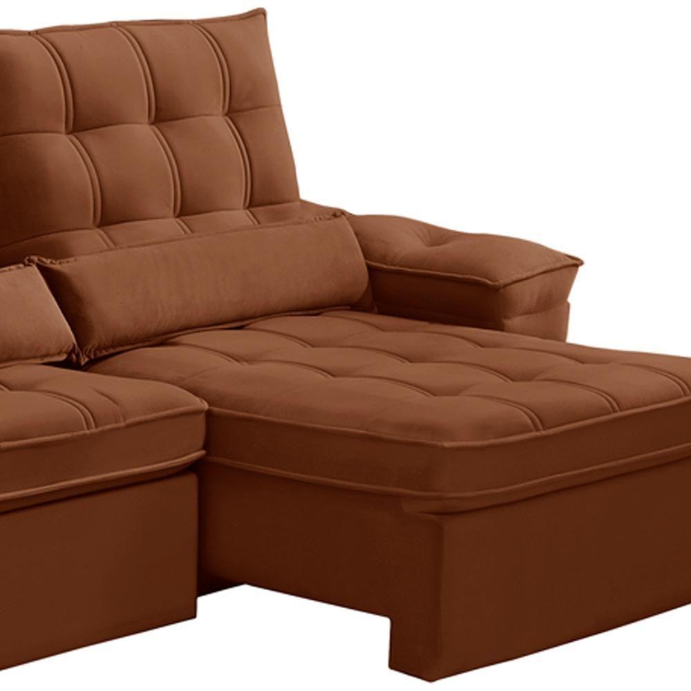 Sofá Retrátil Reclinável Para Sala 3 Lugares 230cm Maresi F04 Veludo Terracota - Lyam Decor - 5
