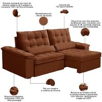 Sofá Retrátil Reclinável Para Sala 3 Lugares 230cm Maresi F04 Veludo Terracota - Lyam Decor - 3