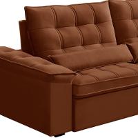 Sofá Retrátil Reclinável Para Sala 3 Lugares 230cm Maresi F04 Veludo Terracota - Lyam Decor - 6