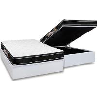 Cama Box Baú Casal: Colchão Espuma D33 Castor Black e White Double Face + Base CRC Courano White(138x188) - 1