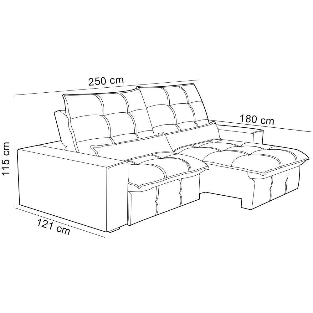 Sofá Retrátil Reclinável Para Sala 3 Lugares 250cm Curie F04 Veludo Marrom Claro - Lyam Decor - 4