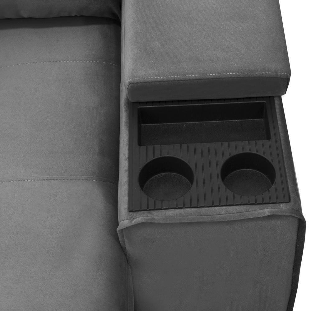 Sofá Retrátil Reclinável Para Sala 3 Lugares 250cm Niels F04 Veludo Cinza Escuro - Lyam Decor - 9