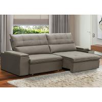 Sofá Retrátil Reclinável Para Sala 4 Lugares 270cm Niels F04 Veludo Marrom Claro - Lyam Decor - 2