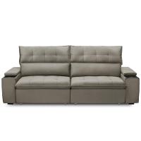 Sofá Retrátil Reclinável Para Sala 4 Lugares 270cm Niels F04 Veludo Marrom Claro - Lyam Decor - 3