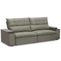 Sofá Retrátil Reclinável Para Sala 4 Lugares 270cm Niels F04 Veludo Marrom Claro - Lyam Decor - 6