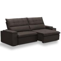 Sofá Retrátil Reclinável Para Sala 3 Lugares 250cm Niels F04 Veludo Marrom Escuro - Lyam Decor - 1