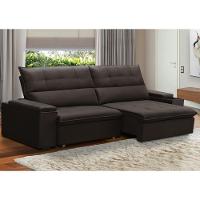 Sofá Retrátil Reclinável Para Sala 3 Lugares 250cm Niels F04 Veludo Marrom Escuro - Lyam Decor - 2