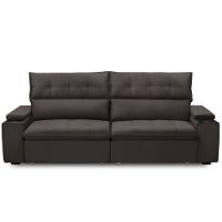 Sofá Retrátil Reclinável Para Sala 3 Lugares 250cm Niels F04 Veludo Marrom Escuro - Lyam Decor - 3