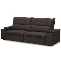 Sofá Retrátil Reclinável Para Sala 3 Lugares 250cm Niels F04 Veludo Marrom Escuro - Lyam Decor - 9