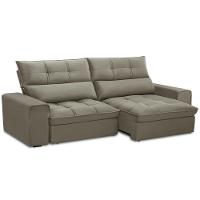 Sofá Retrátil Reclinável Para Sala 3 Lugares 250cm Asaph F04 Veludo Marrom Claro - Lyam Decor - 1