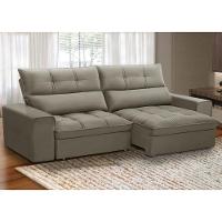 Sofá Retrátil Reclinável Para Sala 3 Lugares 250cm Asaph F04 Veludo Marrom Claro - Lyam Decor - 3