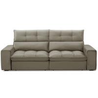 Sofá Retrátil Reclinável Para Sala 3 Lugares 250cm Asaph F04 Veludo Marrom Claro - Lyam Decor