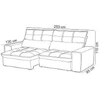 Sofá Retrátil Reclinável Para Sala 3 Lugares 250cm Asaph F04 Veludo Marrom Claro - Lyam Decor - 6