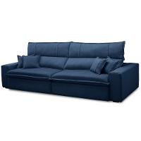 Sofá Retrátil Reclinável Para Sala 4 Lugares 290cm Aisha F04 Veludo Azul - Lyam Decor - 6