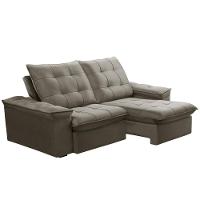 Sofá Retrátil Reclinável Para Sala 3 Lugares 230cm Nijma F04 Veludo Marrom Claro - Lyam Decor - 1