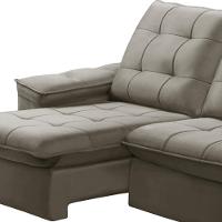 Sofá Retrátil Reclinável Para Sala 3 Lugares 230cm Nijma F04 Veludo Marrom Claro - Lyam Decor - 6