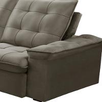 Sofá Retrátil Reclinável Para Sala 3 Lugares 230cm Nijma F04 Veludo Marrom Claro - Lyam Decor - 7