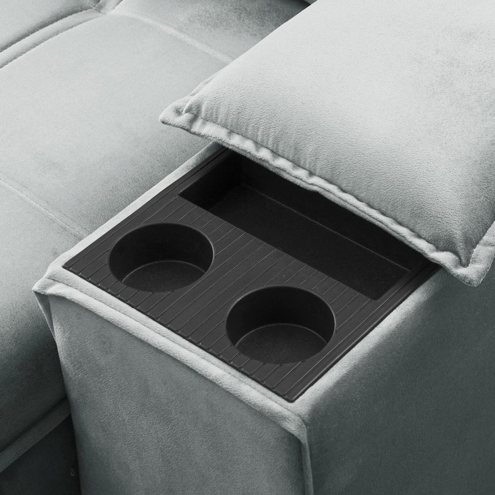 Sofá Retrátil Reclinável Para Sala 3 Lugares 230cm Zayn F04 Veludo Cinza Claro - Lyam Decor - 8