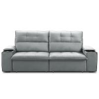 Sofá Retrátil Reclinável Para Sala 3 Lugares 230cm Zayn F04 Veludo Cinza Claro - Lyam Decor - 3