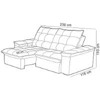 Sofá Retrátil Reclinável Para Sala 3 Lugares 230cm Nijma F04 Veludo Bege - Lyam Decor