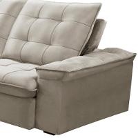 Sofá Retrátil Reclinável Para Sala 3 Lugares 230cm Nijma F04 Veludo Bege - Lyam Decor - 5